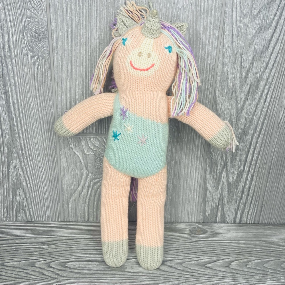 Bla Bla knit Confetti the Unicorn Pink Knit 14” plush stuffed animal doll pastel